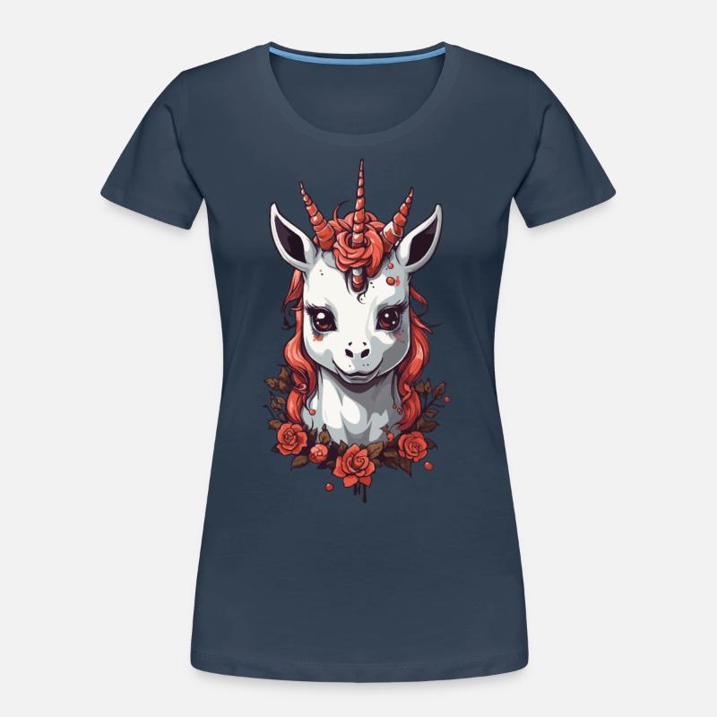 Halloween Unicorn Devil Cute October Design Women's Premium Organic T-Shirt