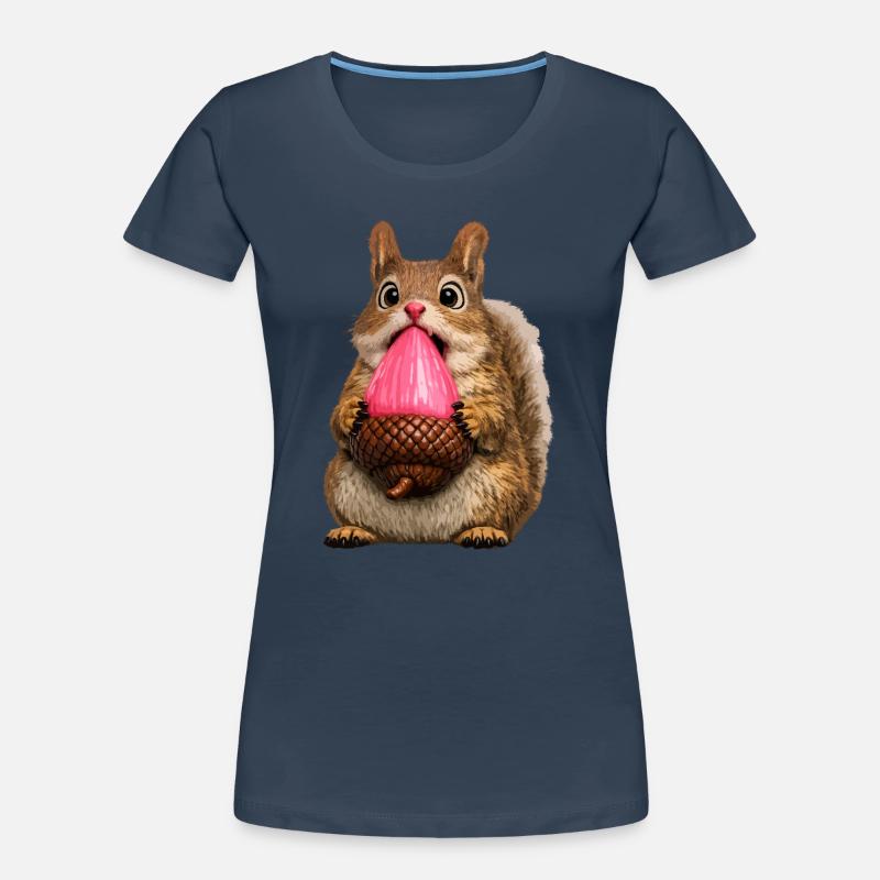 Süßes Eichhörnchen mit rosa Eichel Frauen Premium Bio T-Shirt