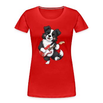 Chien câlin avec guitare électrique - T-shirt bio Premium Femme -  - Devant - Mia (176cm)