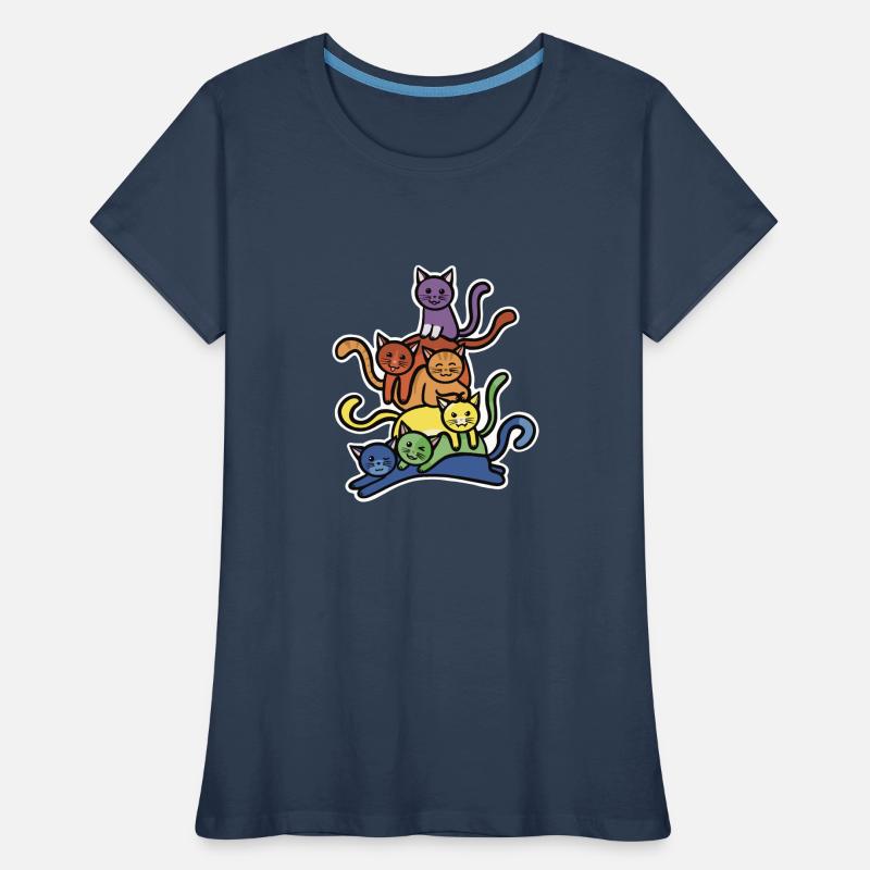 Rainbow Cats Stack Women's Premium Organic T-Shirt