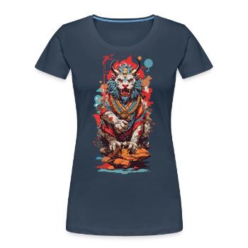 Japanese Yokai Lion Popart Aesthetic Design - Women's Premium Organic T-Shirt -  - Front - Mia (176cm)