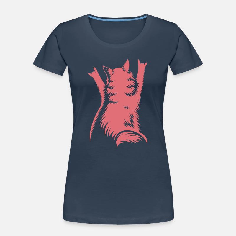 Rock Cat Back View – Devil Horns Women's Premium Organic T-Shirt