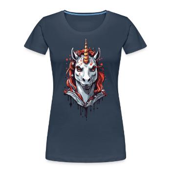 Dunkles Vampir Einhorn Halloween Design - Frauen Premium Bio T-Shirt -  - Vorne - Mia (176cm)