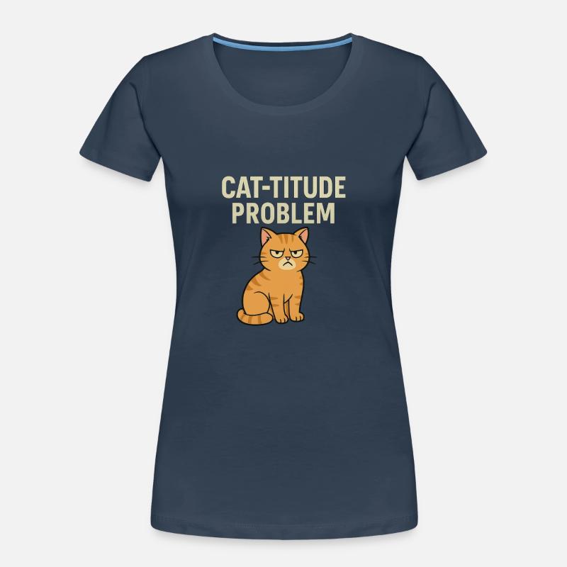 Catitude probleem Grumpy Kat Meme T-shirt bio Premium Femme