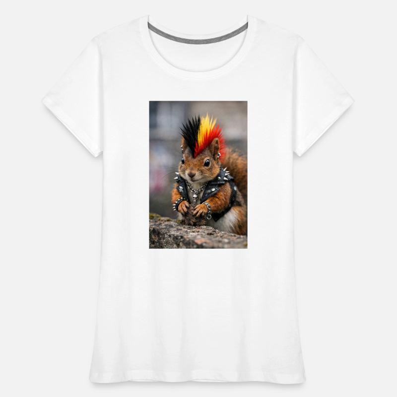 Punk Eichhörnchen mit Lederweste Frauen Premium Bio T-Shirt