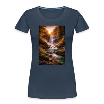 Cascade sous le soleil du soir - T-shirt bio Premium Femme -  - Devant - Mia (176cm)