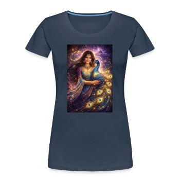 Mystische Indische Frau mit Pfau - Frauen Premium Bio T-Shirt -  - Vorne - Mia (176cm)