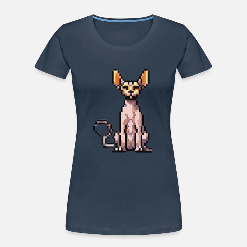 Katze Pixel Kunst Geschenkidee Frauen Premium Bio T-Shirt