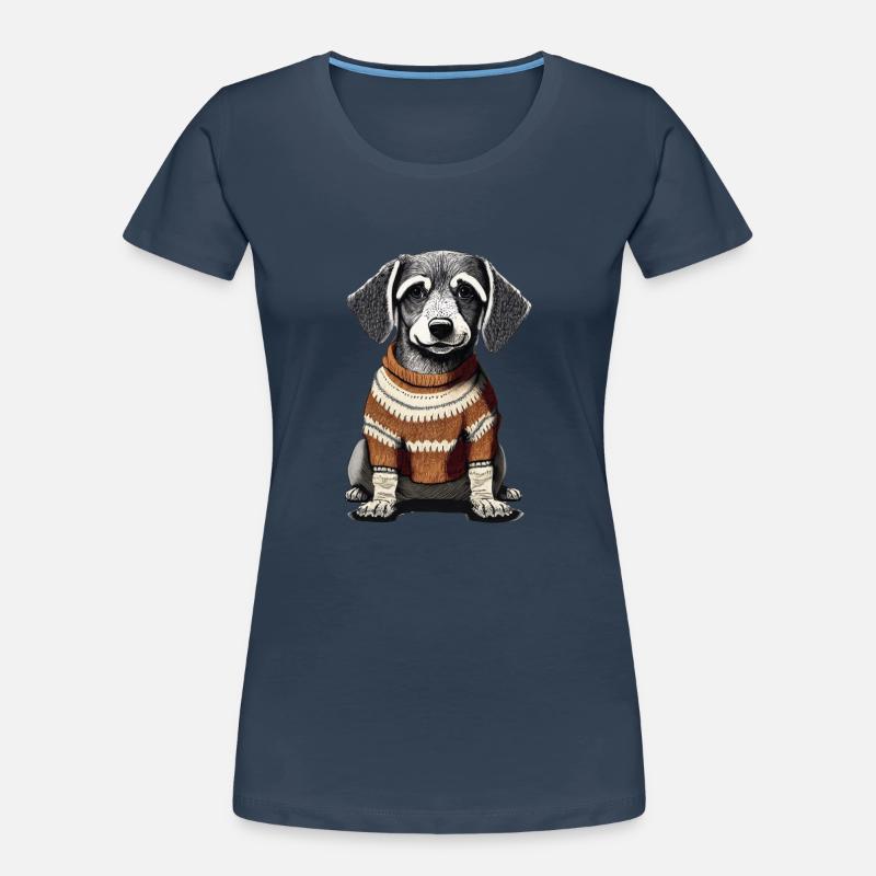 Hund mit Pullover - Frauen Premium Bio T-Shirt - 