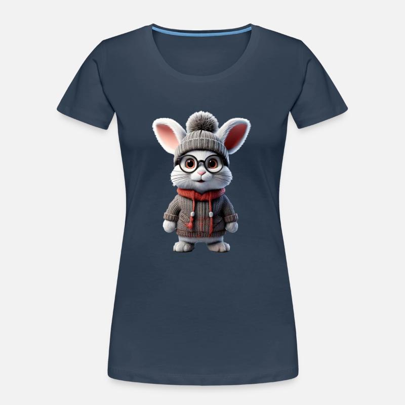 Süsses Kaninchen mit Strickpullover Frauen Premium Bio T-Shirt