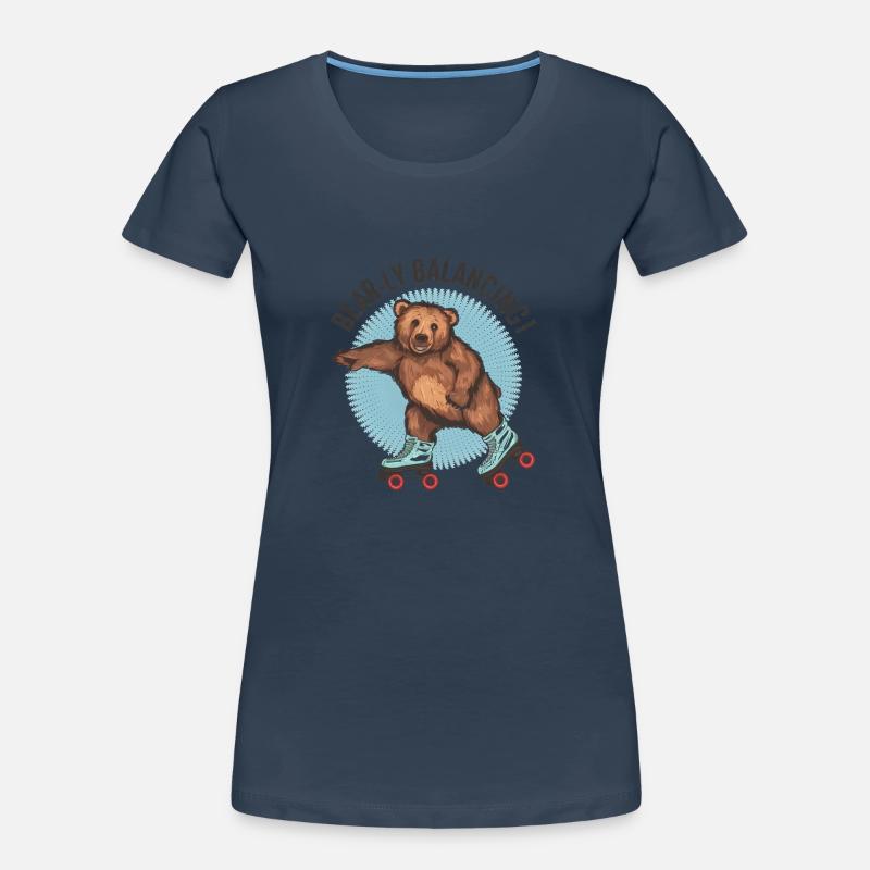 Bear Roller Skating "Bear-ly Balancing!" Women's Premium Organic T-Shirt