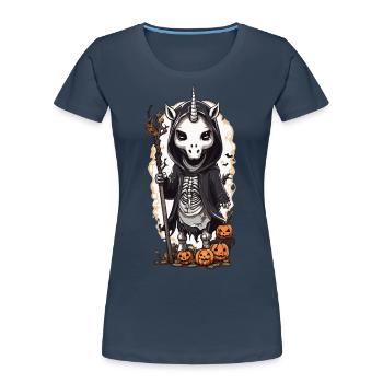 Gloomy Unicorn Skeleton Magic Gothic Design - Women's Premium Organic T-Shirt -  - Front - Mia (176cm)
