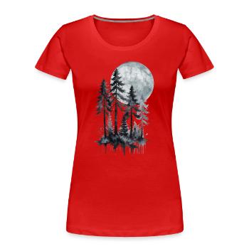 Forêt au clair de lune, Aquarelle, Silhouette - T-shirt bio Premium Femme -  - Devant - Mia (176cm)