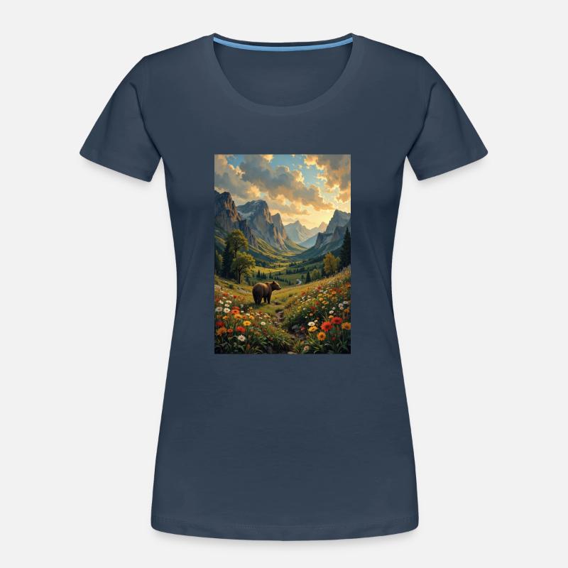 Bild Landschaft mit einem Bären. Frauen Premium Bio T-Shirt