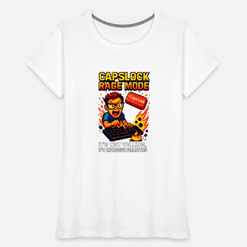 Capslock Rage Mode - Nerd de pixels en colère T-shirt bio Premium Femme
