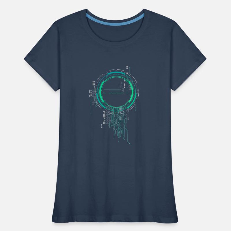 cpu pc platine raumschiff code nerd pc pixel coder Frauen Premium Bio T-Shirt