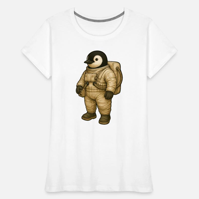 Mignon pingouin astronaute dans l’aventure spatiale T-shirt bio Premium Femme