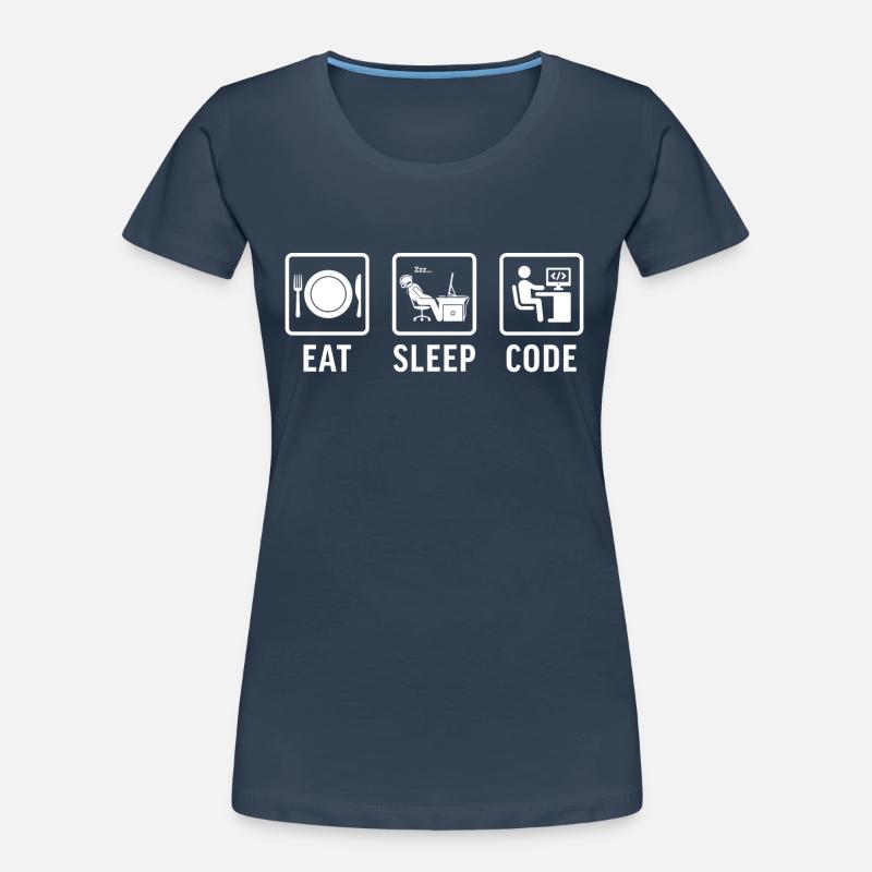 drôle de programmeur de t-shirt manger du code du sommeil T-shirt bio Premium Femme