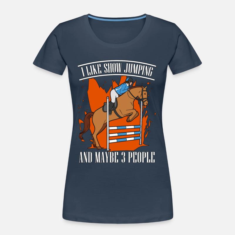 Saut d'obstacles J'aime le saut d'obstacles Équitation T-shirt bio Premium Femme