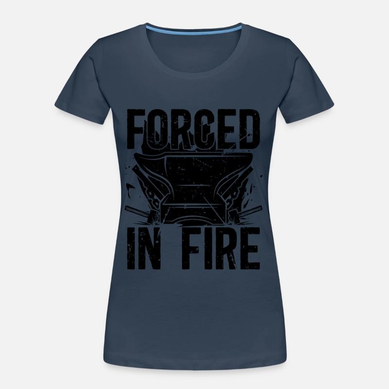 Forced In Fire Forging Farrier Anvils Blacksmiths Frauen Premium Bio T-Shirt