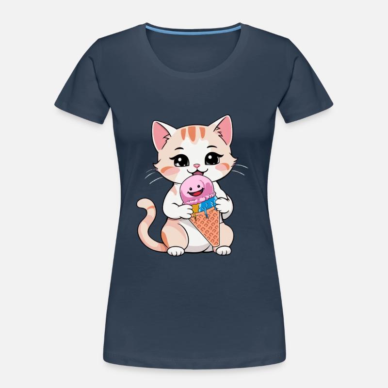 Katze Katzen Eis Eiskrem Eiscrem Kinder Kind Frauen Premium Bio T-Shirt