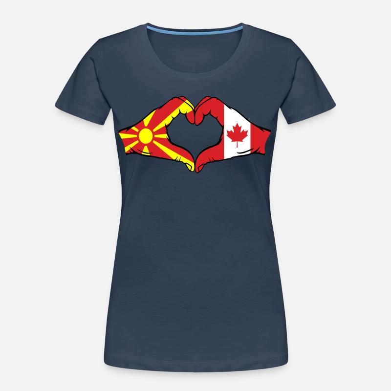 Macédoine Canada Drapeau Mains Coeur Forme T-shirt bio Premium Femme