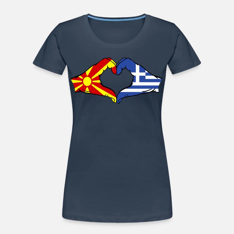 Macédoine Grèce Drapeau Mains Coeur Forme T-shirt bio Premium Femme