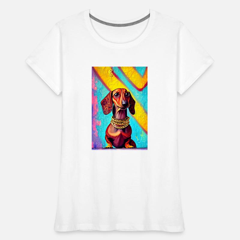Impression pop art moderne | Teckel avec graffiti coloré T-shirt bio Premium Femme
