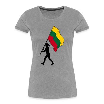 Flag Lithuania woman walking - Women's Premium Organic T-Shirt -  - Front - Mia (176cm)