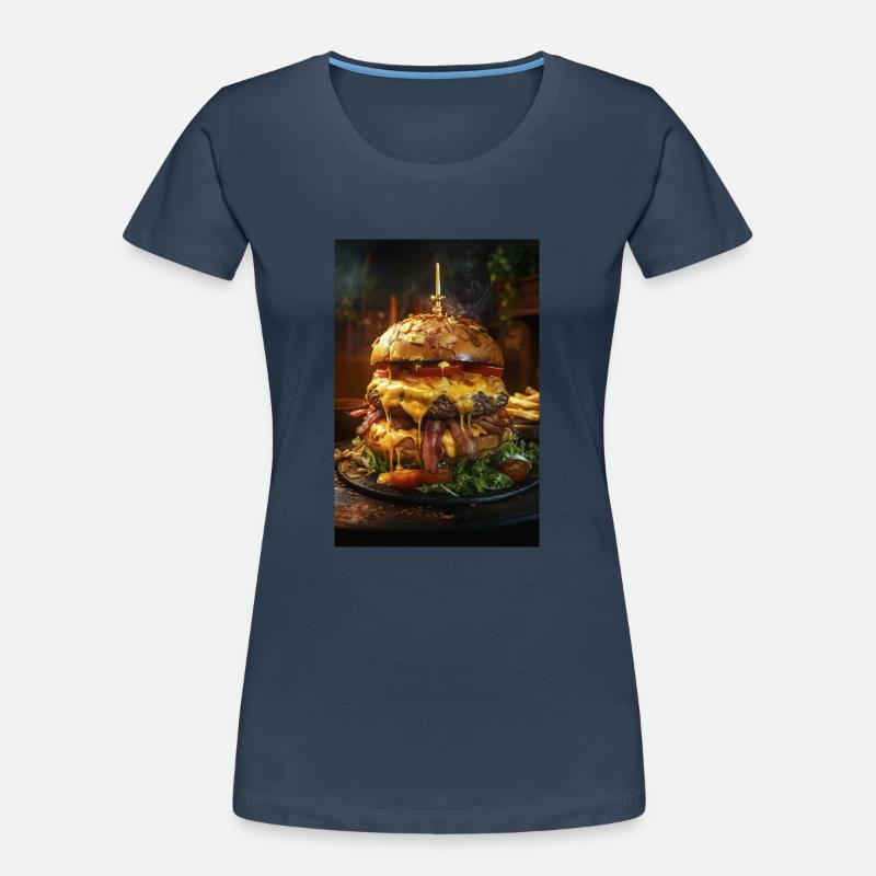 Epic Bacon Cheese Burger Stack T-shirt bio Premium Femme
