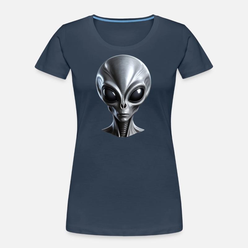 Echtes graues Alien mit großem Kopf Frauen Premium Bio T-Shirt