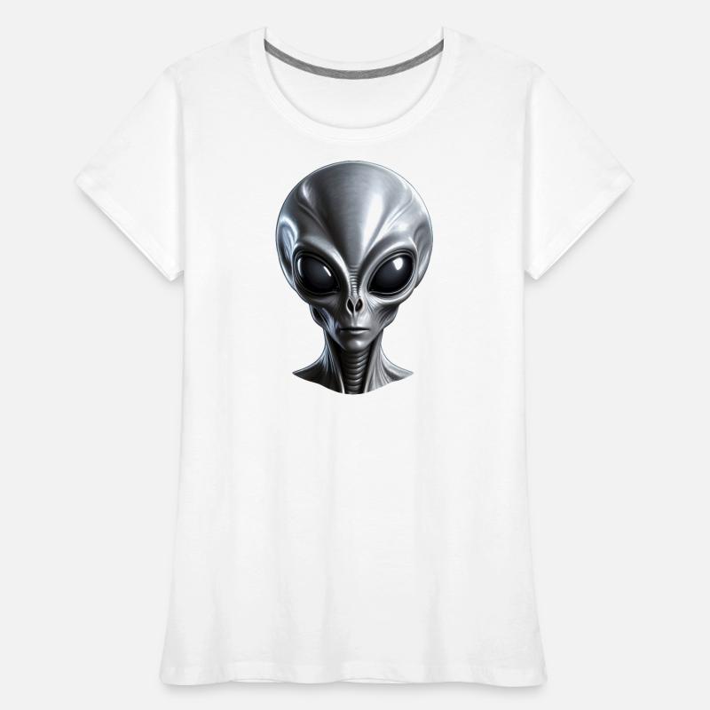 Echtes graues Alien mit großem Kopf Frauen Premium Bio T-Shirt
