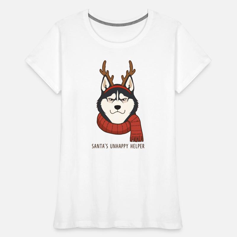 Grumpy Husky – Santa’s Unhappy Helper T-shirt bio Premium Femme