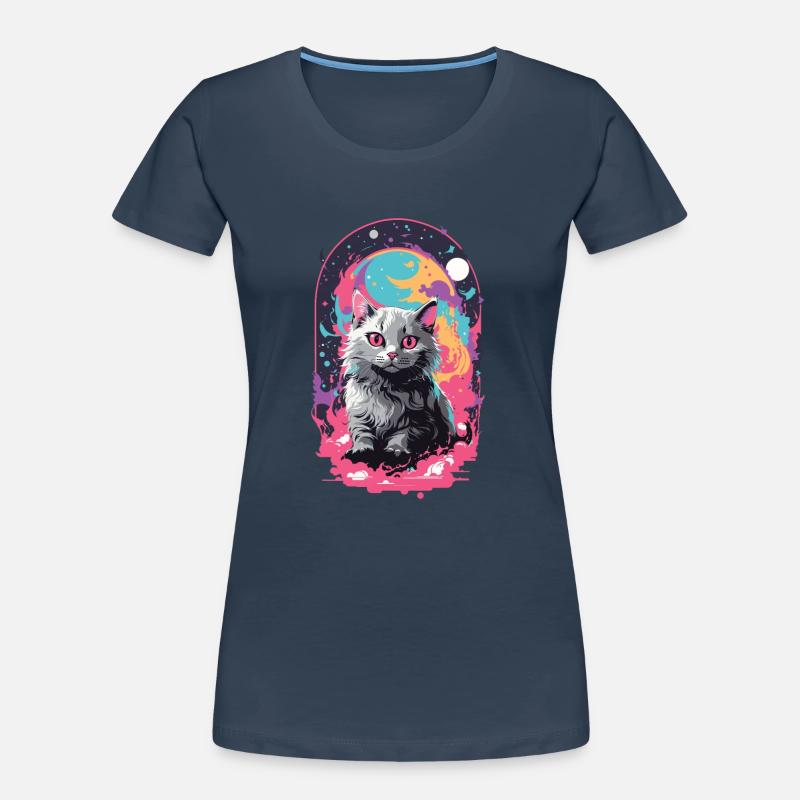 Cat Goth Pastel Psychedelic Weirdcore Design Women's Premium Organic T-Shirt