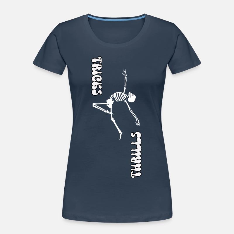 TRICKS ODER NERVENKITZEL, HALLOWEEN-SKELETTTANZ Frauen Premium Bio T-Shirt