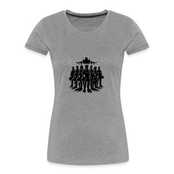 Air Force Pilots Cool Airplane Portrait - Women's Premium Organic T-Shirt -  - Front - Mia (176cm)