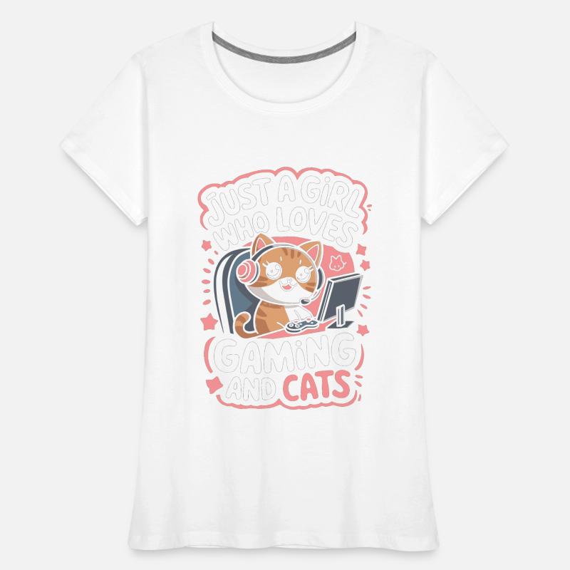 Gaming Computer Konsole Mädchen Katze Frauen Premium Bio T-Shirt