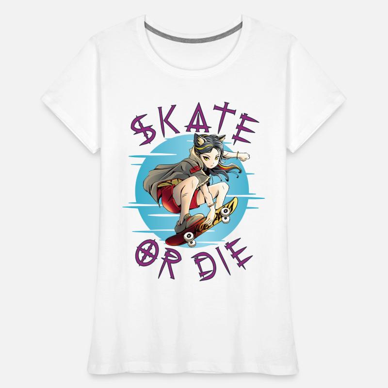 Skate oder stirb Skateboarder Anime Mädchen Frauen Premium Bio T-Shirt