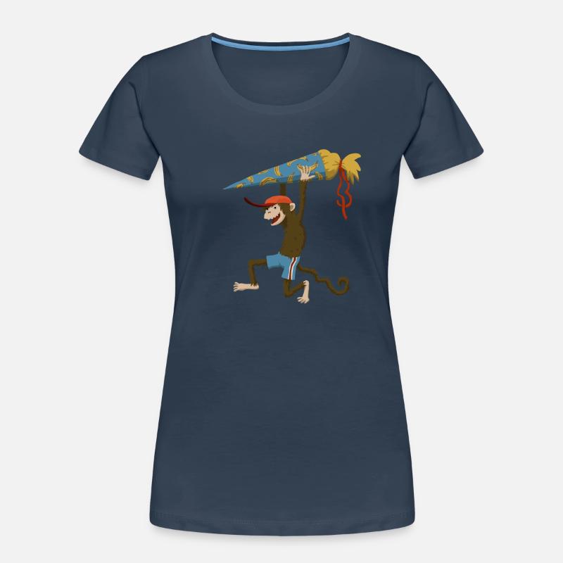 Singe avec cône d’école T-shirt bio Premium Femme
