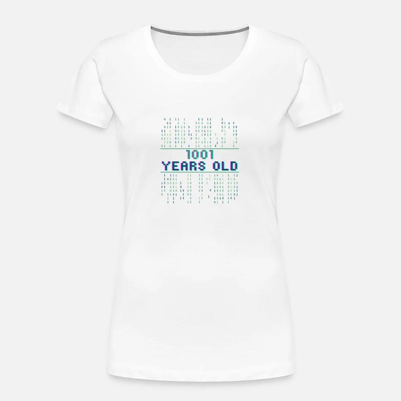 9e anniversaire 9 ans codeur de code binaire - T-shirt bio Premium Femme - blanc