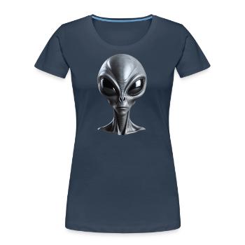 Véritable extraterrestre gris avec de grands yeux noirs - T-shirt bio Premium Femme -  - Devant - Mia (176cm)