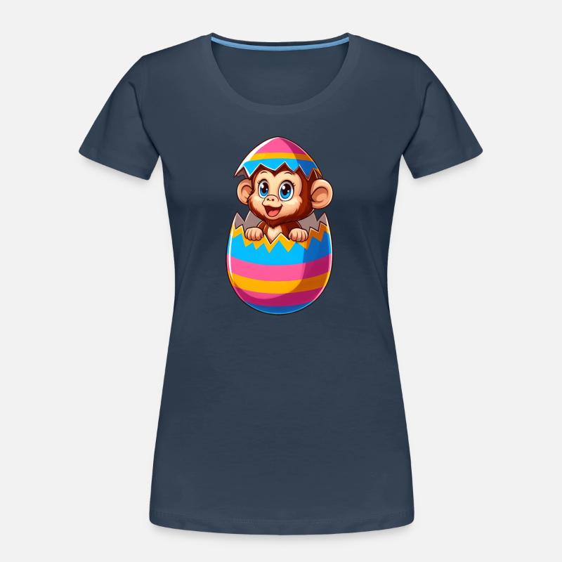 Easter Monkey Hatches Easter Egg Design Women's Premium Organic T-Shirt