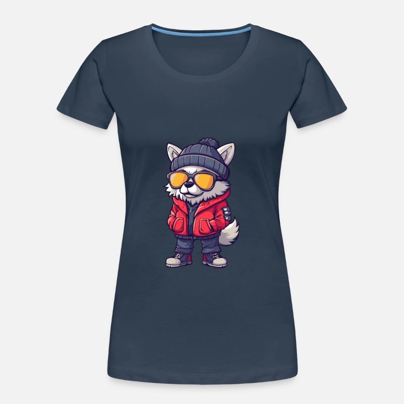 Wolf Cool Comic Frauen Premium Bio T-Shirt