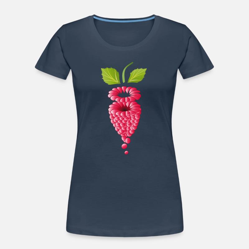 floating pink ripe raspberry Women's Premium Organic T-Shirt