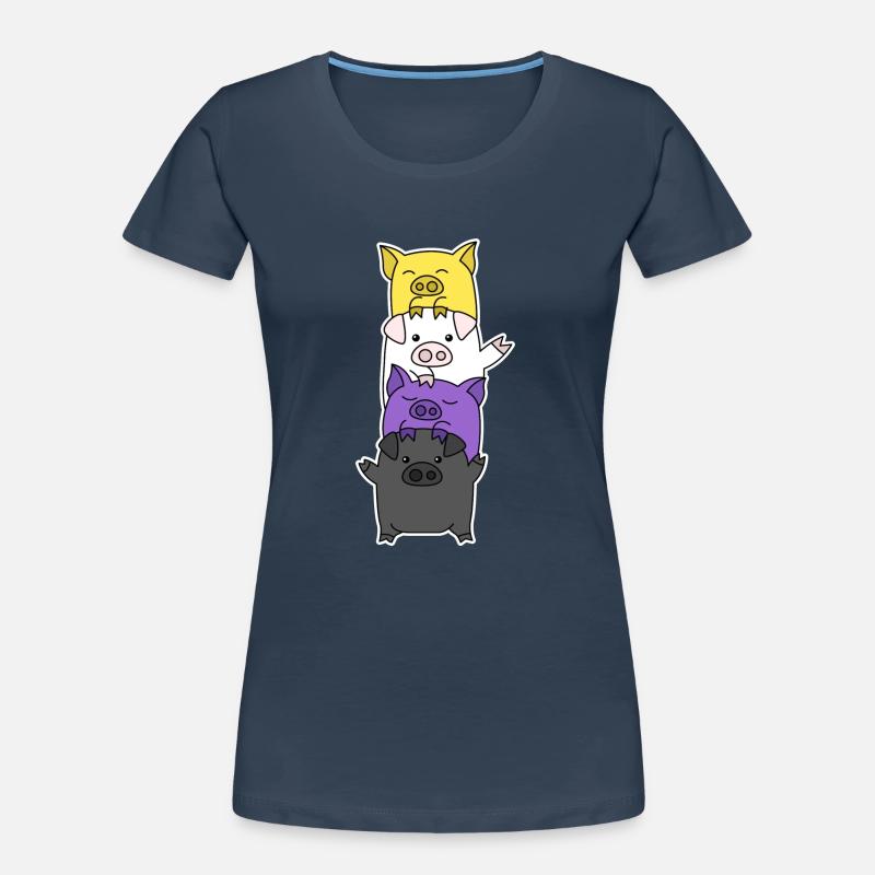 Non-binary flag pig design for Enbys Women's Premium Organic T-Shirt