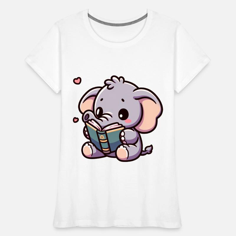 Éléphant lecture de l’heure du conte éléphant cache-couche T-shirt bio Premium Femme