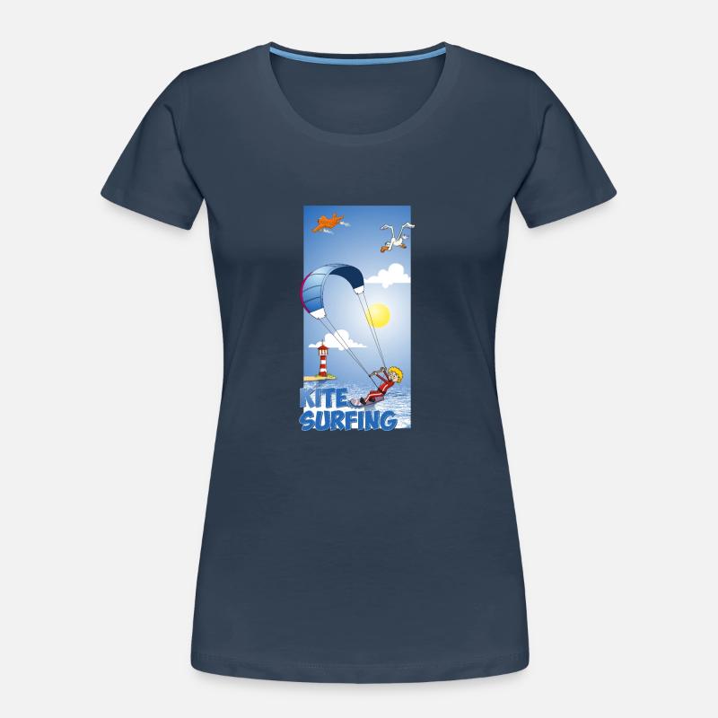 Farbenfrohe Illustration eines Kitesurfers Frauen Premium Bio T-Shirt