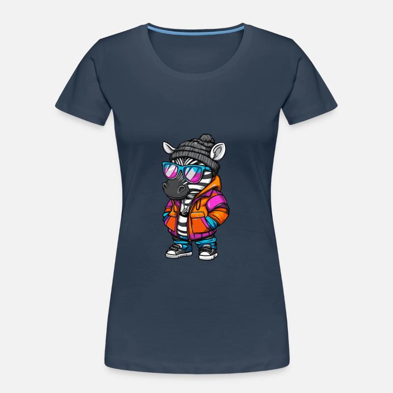 Zebra Cool Comic Frauen Premium Bio T-Shirt
