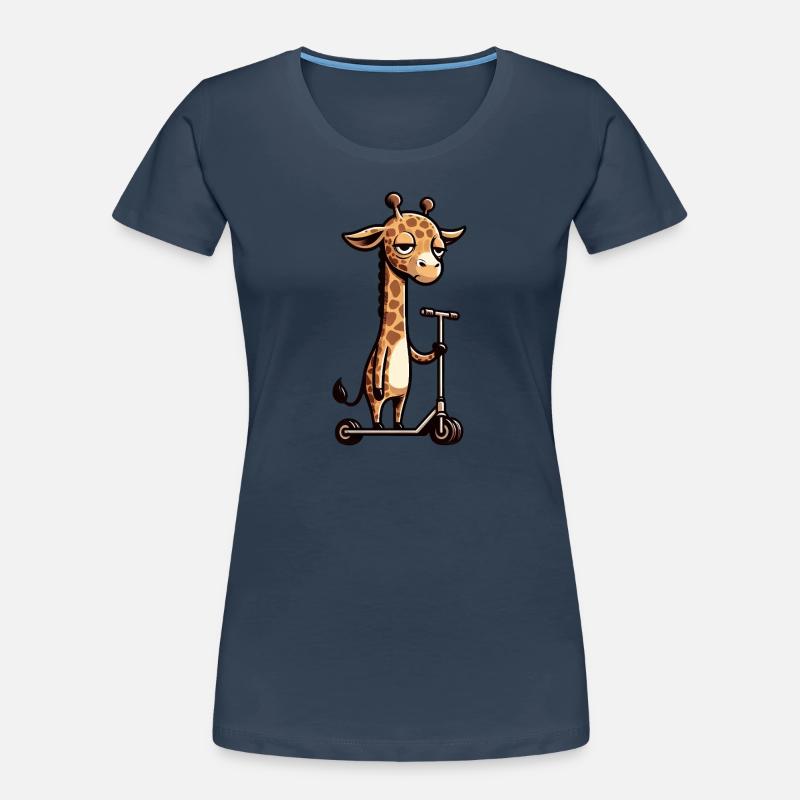 Grumpy Giraffe on Roller Comic Fun Women's Premium Organic T-Shirt