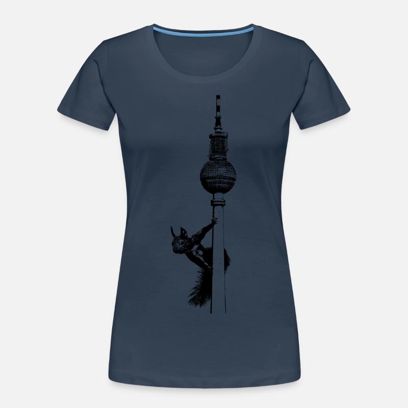 Fernsehturm Berlin mit Eichhörnchen / Grafik Frauen Premium Bio T-Shirt